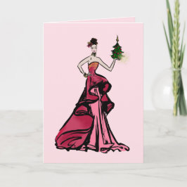 Cartão De Festividades Elegant Lady in Red