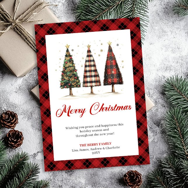 Cartão De Festividades Elegant Leopard Christmas Tree Digital Holiday  (Elegant Leopard Christmas Tree Digital Holiday Card)