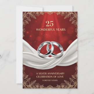 Cartão De Festividades Elegant Luxury 25th Wedding Anniversary Card – Sil