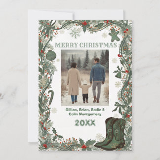 Cartão De Festividades Elegant Merry Christmass Holiday Photo Card