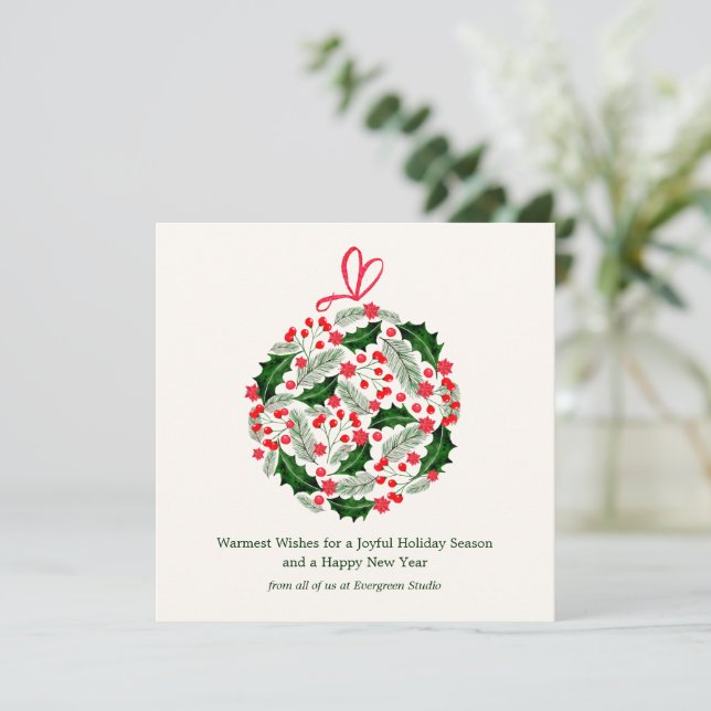Cartão De Festividades Elegant Minimalist Botanical Christmas Corporate  (Em pé/Frente)