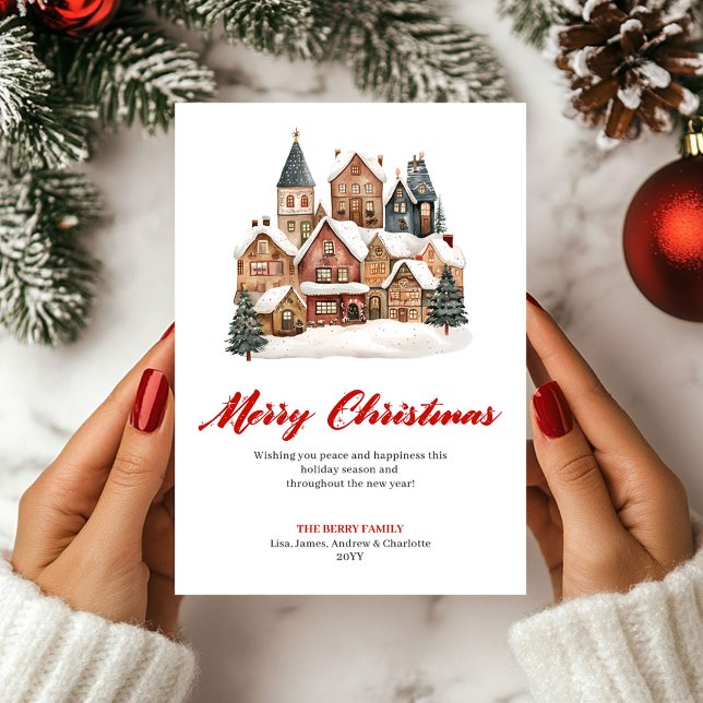 Cartão De Festividades Elegant Minimalist Christmas Scene Greeting Card (Elegant Minimalist Christmas Scene Greeting Card)
