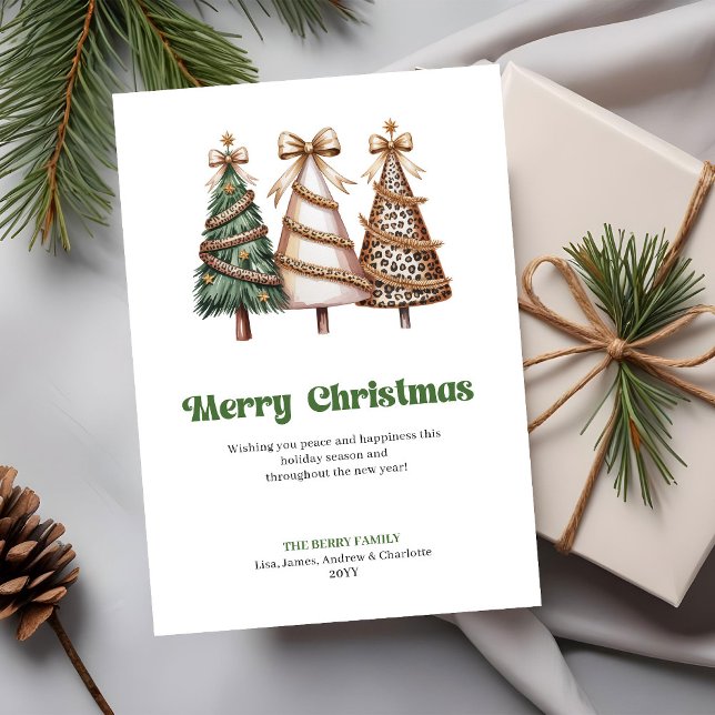 Cartão De Festividades Elegant Minimalist Christmas Tree Leopard Greeting (Chic leopard print Christmas tree greeting card

)