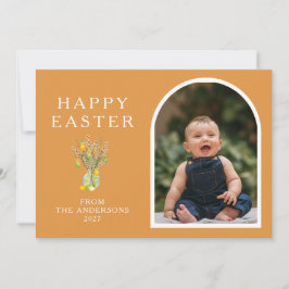 Cartão De Festividades Elegant Minimalist Easter Egg Branch Photo