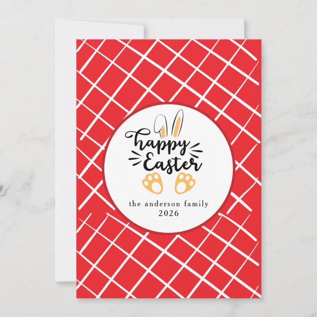 Cartão De Festividades Elegant Modern Bunny Patterns Happy Easter Photo (Frente)