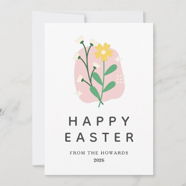 Cartão De Festividades Elegant Modern Floral Easter | Happy Easter Photo (Frente)