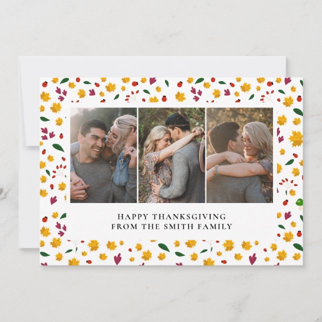 Cartão De Festividades Elegant Modern Happy Thanksgiving Autumn 3 Photo (Frente)