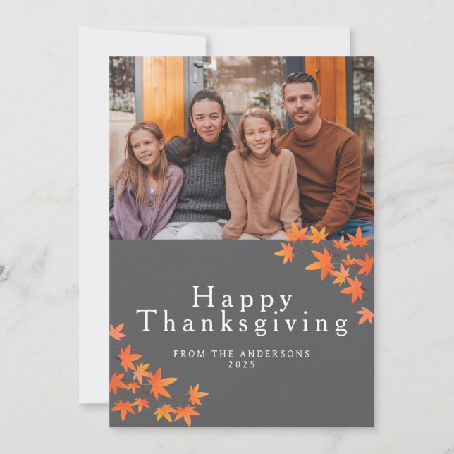 Cartão De Festividades Elegant Modern Happy Thanksgiving Autumn Photo (Frente)