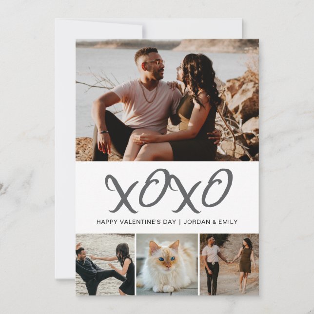 Cartão De Festividades Elegant Modern Happy Valentine's Day 4 Photo (Frente)
