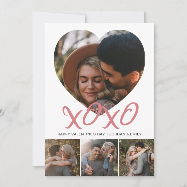 Cartão De Festividades Elegant Modern Happy Valentine's Day 4 Photo (Frente)