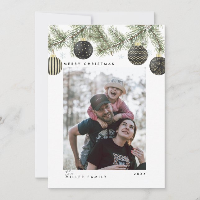 Cartão De Festividades Elegant Modern Minimalist Christmas (Frente)