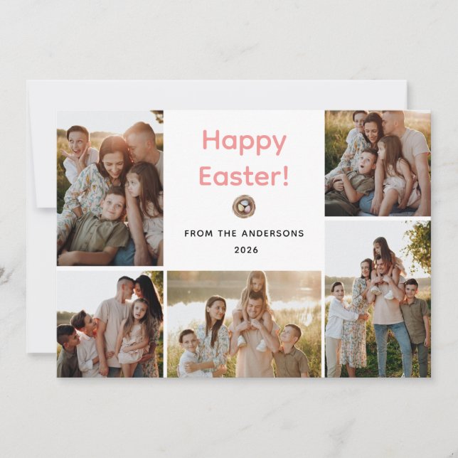 Cartão De Festividades Elegant Modern Minimalist Happy Easter 5 Photo (Frente)
