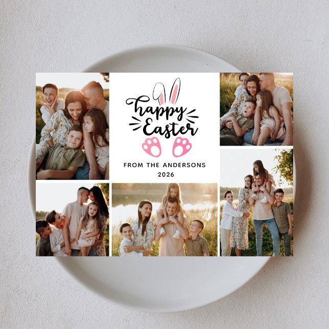 Cartão De Festividades Elegant Modern Minimalist Happy Easter 5 Photo (Criador carregado)