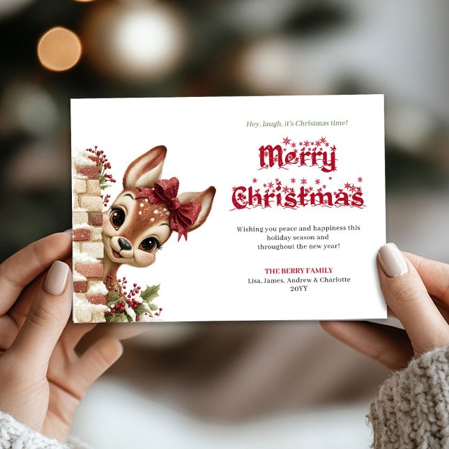 Cartão De Festividades Elegant Peeking Reindeer Kids Funny Cartoon Card (Elegant Peeking Reindeer Kids Funny Cartoon Greeting Card

)