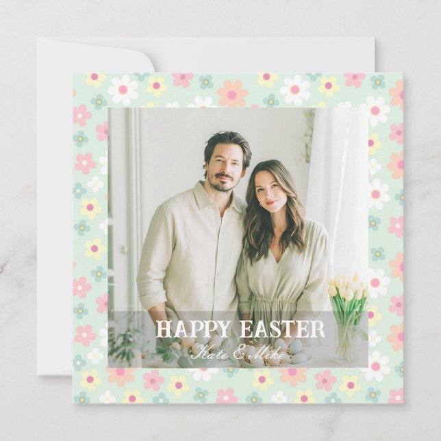 Cartão De Festividades Elegant Personalized Photo Happy Easter (Frente)