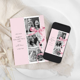 Cartão De Festividades Elegant Pink Bow 3 Carta do Dia da Galentines Foto