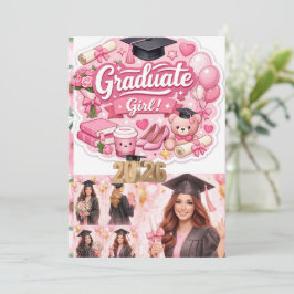 Cartão De Festividades Elegant Pink Floral Graduation Party baner