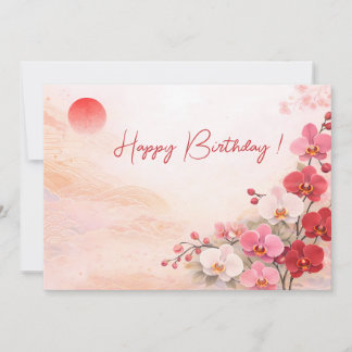 Cartão De Festividades Elegant Pink Orchid Birthday Card