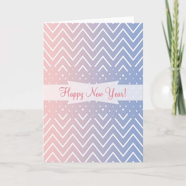 Cartão De Festividades Elegant Pink rose quartz Blue pastel Chevron Text (Frente)