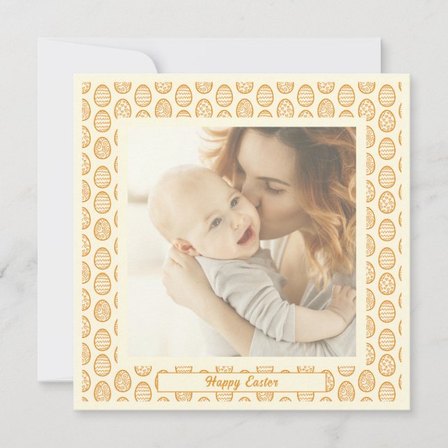 Cartão De Festividades Elegant Pretty Pastel Chic Photo Happy Easter Eggs (Frente)