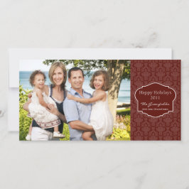 Cartão De Festividades Elegant Red Damask Photo card