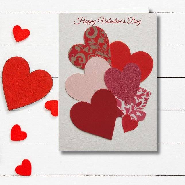 Cartão De Festividades Elegant Red Heart Collage Valentine’s Day Card  (Criador carregado)