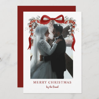 Cartão De Festividades Elegant RedMerry Christmas Letterpress Photo Cards