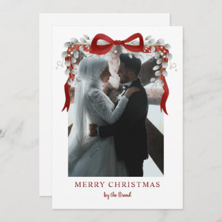 Cartão De Festividades Elegant RedMerry Christmas Letterpress Photo Cards