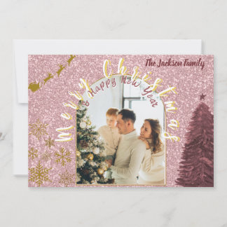 Cartão De Festividades Elegant Rose Gold Glitter Arch Photo