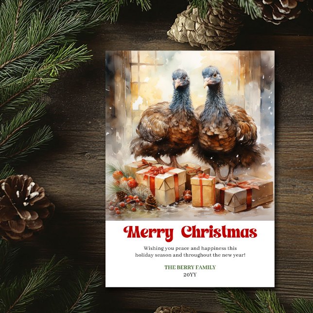 Cartão De Festividades Elegant rustic Christmas scene animal greeting  (Elegant rustic Christmas scene animal greeting card)