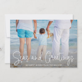 Cartão De Festividades Elegant Seas and Saudações Beach Photo Christmas
