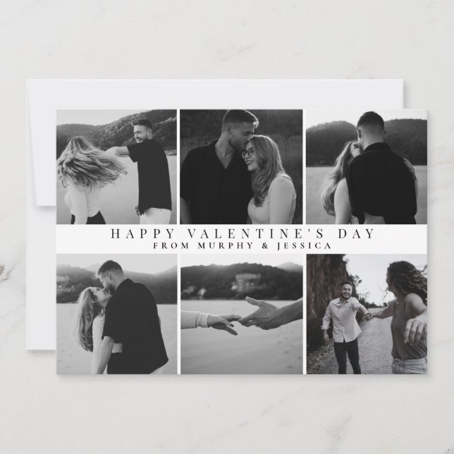 Cartão De Festividades Elegant Simple Love Happy Valentine's Day 6 Photo (Frente)