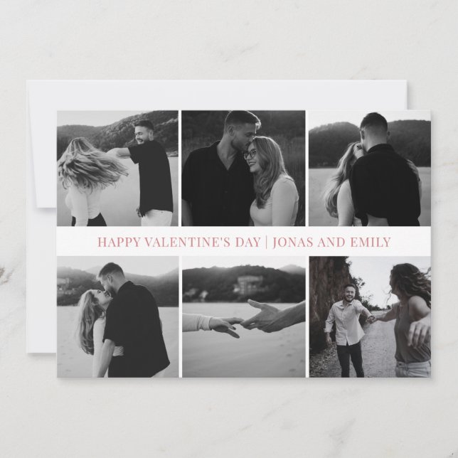 Cartão De Festividades Elegant Simple Love Happy Valentine's Day 6 Photo (Frente)