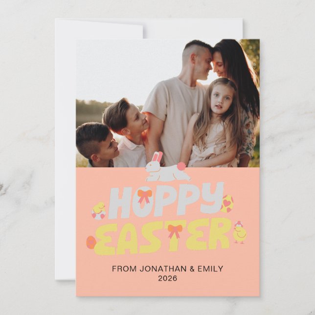 Cartão De Festividades Elegant Simple Modern Pattern Happy Easter Photo (Frente)