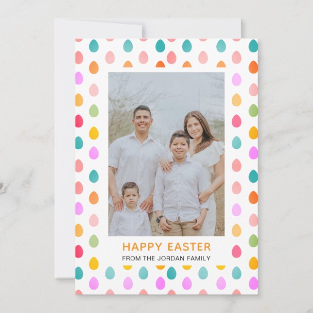 Cartão De Festividades Elegant Simple Modern Pattern Happy Easter Photo (Frente)