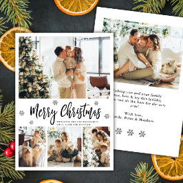 Cartão De Festividades Elegant Snowflake 4 Photo Collage Christmas