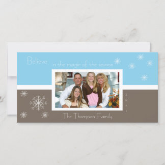 Cartão De Festividades Elegant Snowflake Photo Card (brown-blue)