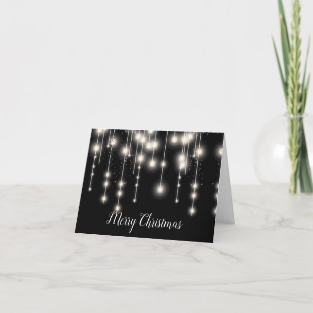 Cartão De Festividades Elegant String Lights Christmas Card (Frente)