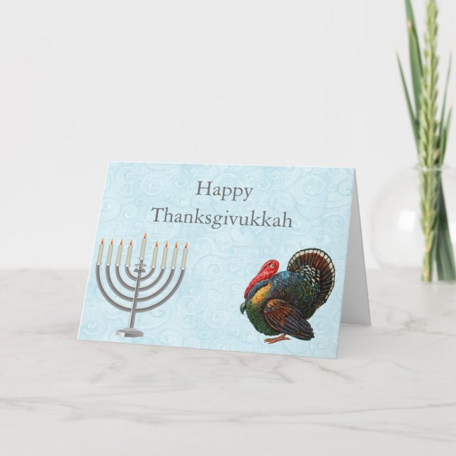 Cartão De Festividades Elegant Thanksgivukkah Greeting Card (Frente)