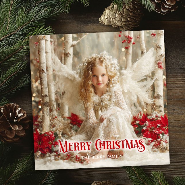 Cartão De Festividades Elegant Victorian angel red and gold classic card (Elegant Victorian angel red and gold classic greeting card

)
