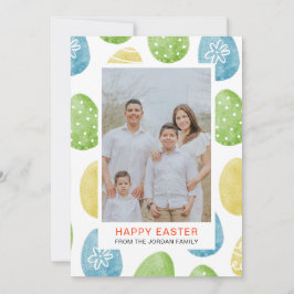 Cartão De Festividades Elegant Watercolor Eggs Pattern Happy Easter Photo