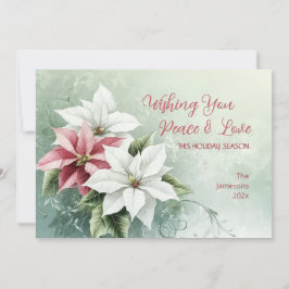 Cartão De Festividades Elegant White Pink Christmas Poinsettias 