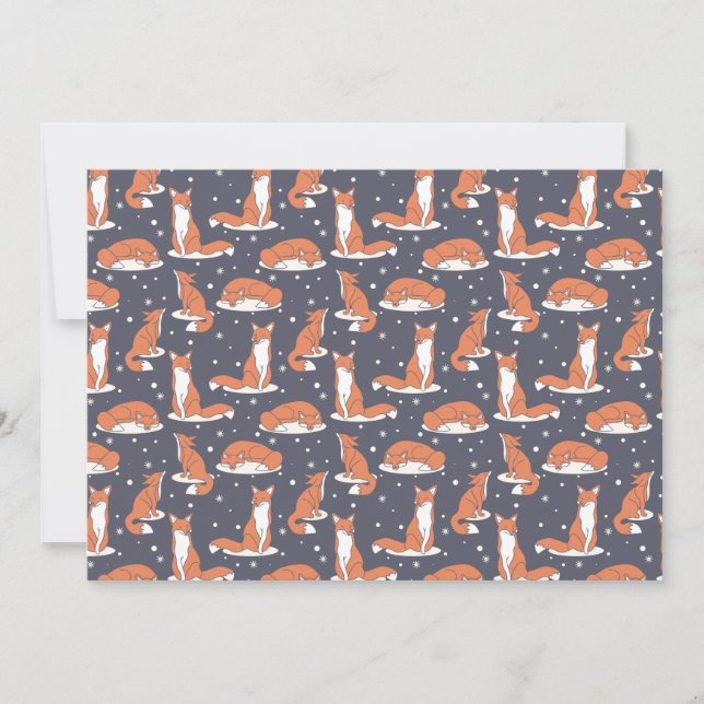Cartão De Festividades Elegant Winter Fox Snowy Night (Frente)