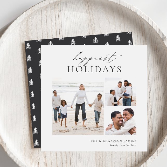 Cartão De Festividades Elegante 3 Colagem de Fotos Mais Feliz (Criador carregado)