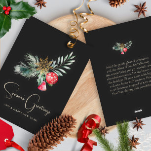 Cartão De Festividades Elegante Aquarela Dourada Mínima Feliz Natal