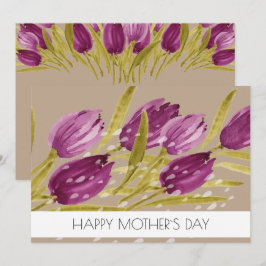 Cartão De Festividades Elegante Aquarela Flores de Tulipas Profissionais