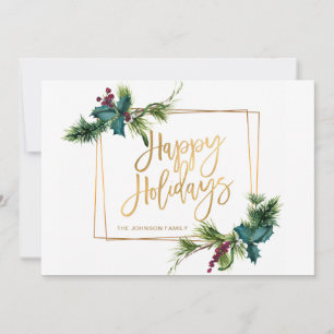 Cartão De Festividades Elegante Aquarela Pinho de Natal Saudação Cone