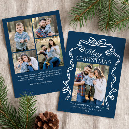 Cartão De Festividades Elegante Arco Azul-Marinho Feliz Natal 5 Foto