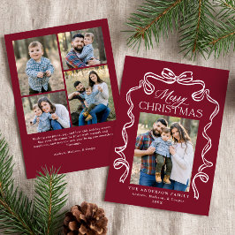 Cartão De Festividades Elegante Arco Burgundy Feliz Natal 5 Foto
