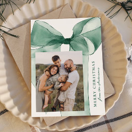 Cartão De Festividades Elegante Arco de Aquarela Verde 3 Fotos